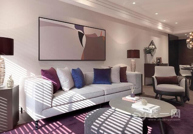 简约浪漫紫色 海口绿地海长流90平两室一厅装修效果图