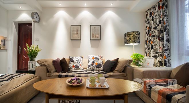 现代简约风格客厅沙发背景墙装修设计效果图