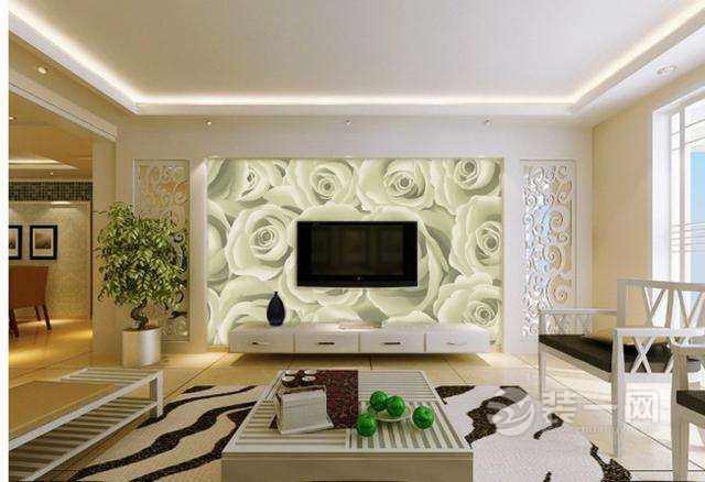 现代风格客厅电视背景墙壁纸装饰效果图