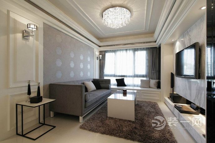 66平米新古典风格单身公寓客厅装修效果图