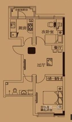 83平米北欧风格二居室装修效果图