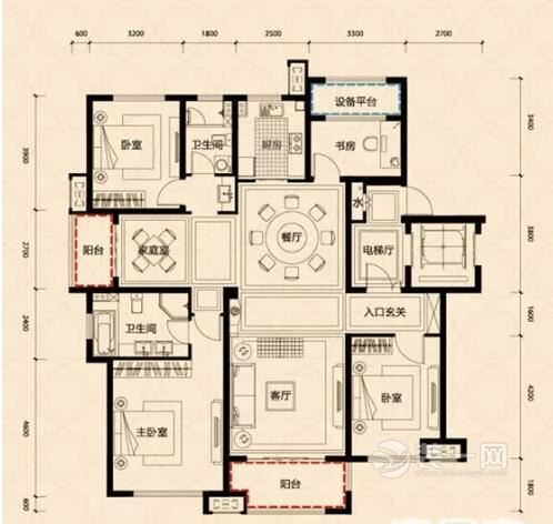 中式风格设计 合肥保利西山林语四室两厅两卫户型图
