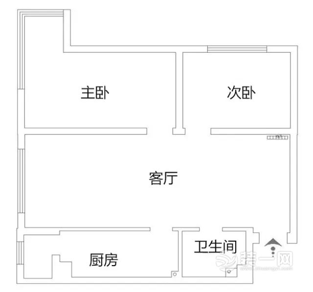 92平米现代韩式风格两居室平面设计户型图