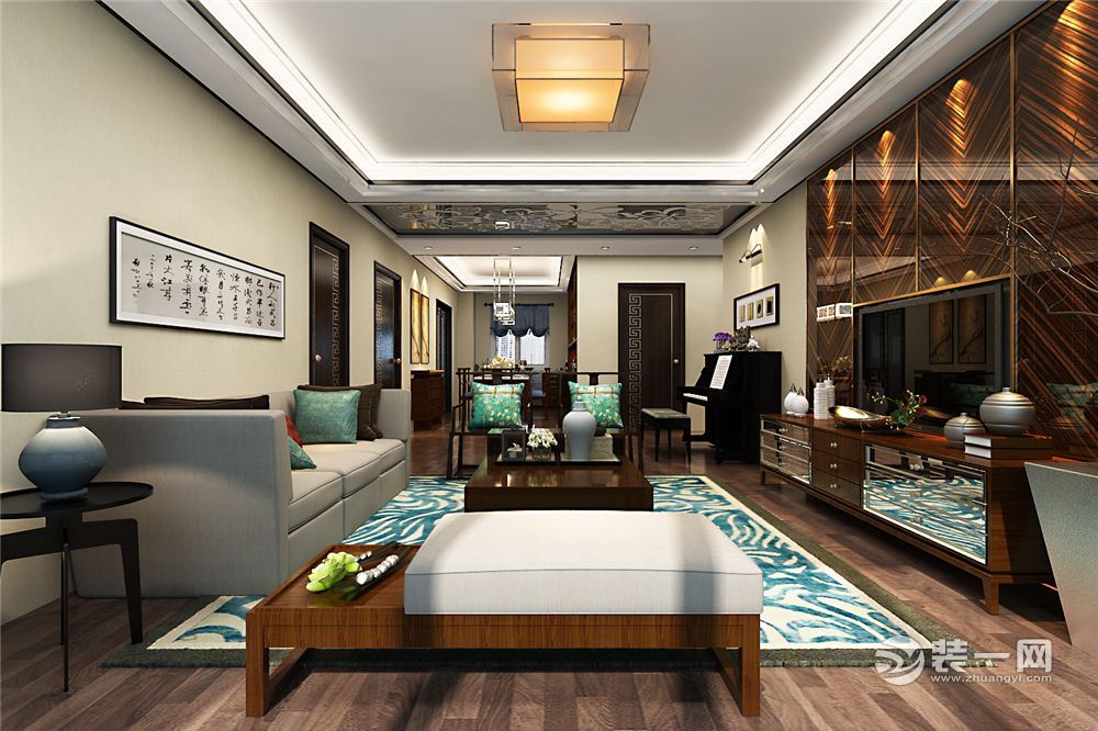 银川枫林湾新中式风格126平米三室两厅装修效果图