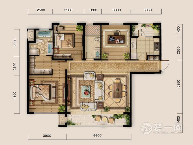 大连钻石湾150平米的简欧风格样板房装修效果图