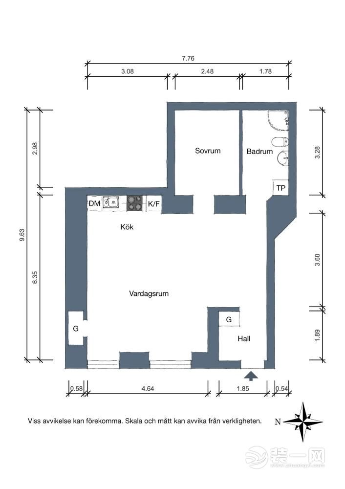 64平米两居室小户型装修设计案例