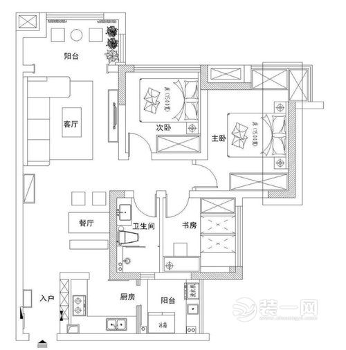 深圳装饰公司分享：深圳万科麓城三期88平米三室一厅装修效果图