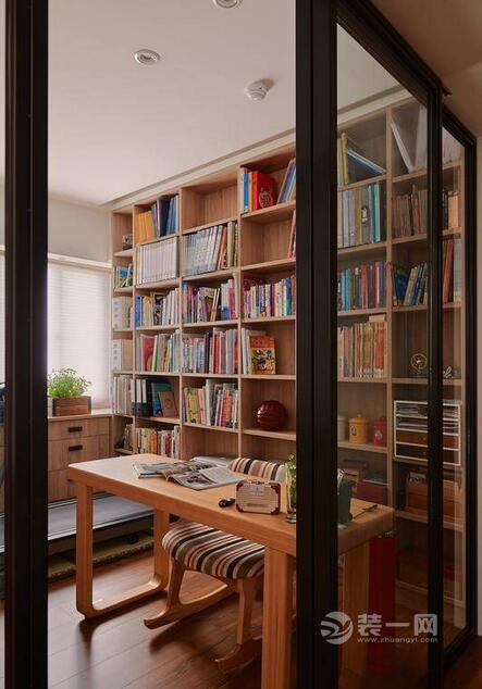 简约美式风格书房装修设计效果图