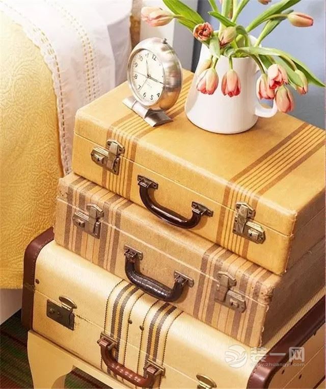 复古风最简单即美又省钱 旧行李箱秒变家居