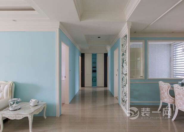 蓝色优雅新古典风格 成都永立龙邸137平米装修设计图
