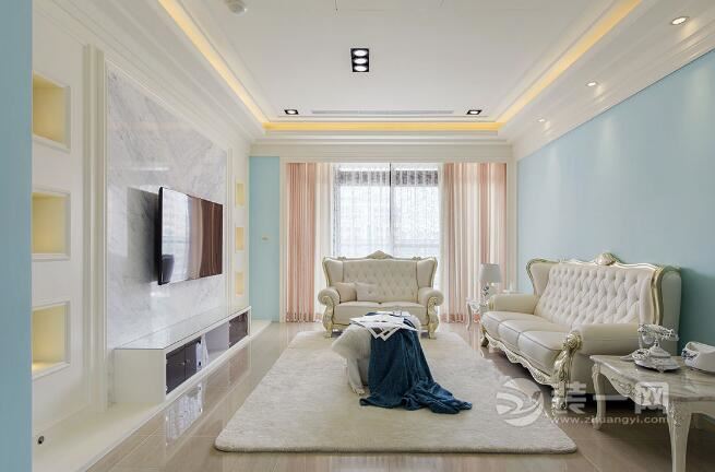 蓝色优雅新古典风格 成都永立龙邸137平米装修设计图