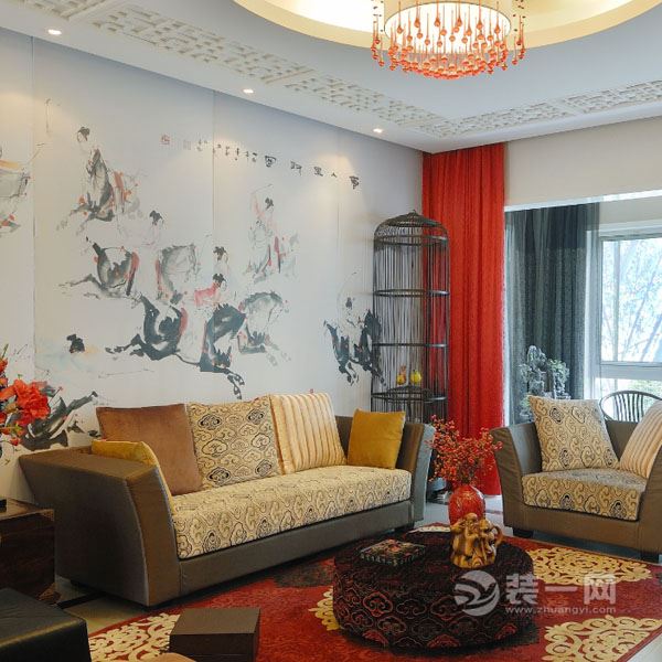 乌鲁木齐新中式客厅装修设计效果图