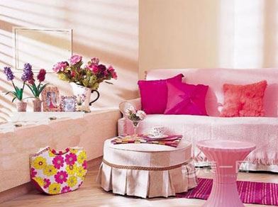 粉红色客厅效果图