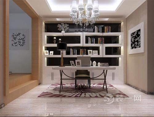 三室两厅装修案例 广州装饰公司骏景花园现代简约装修效果图--书房