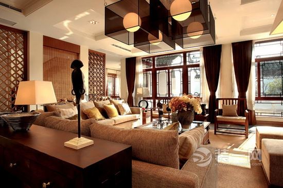 六安装饰中式元素集结空间 中式别墅客厅设计