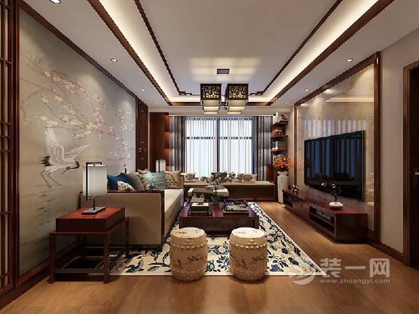 中式三居室客厅装修效果图