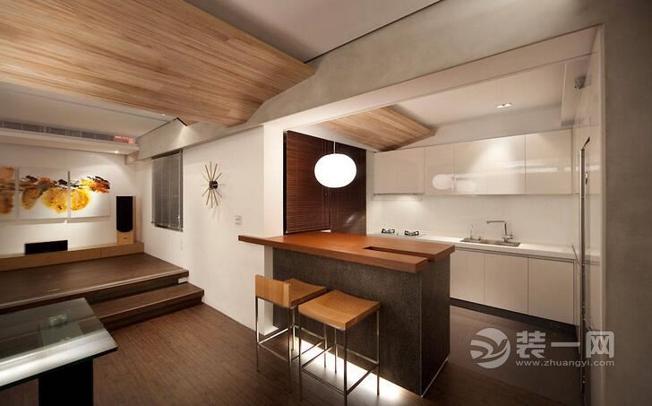 新中式风格开放式厨房装修设计效果图