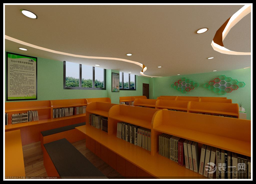 钦州小学图书馆装修设计效果图