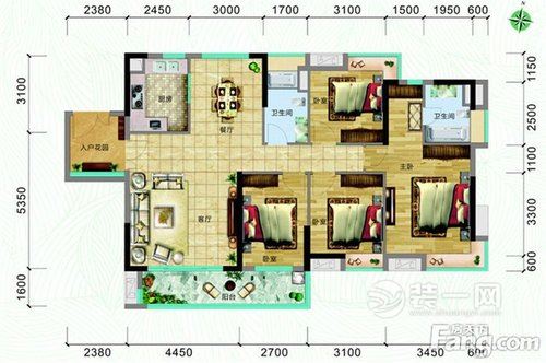 四室两厅户型图 广州宝兴翠园户型图