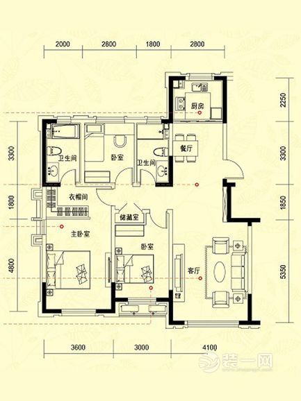 125平米中式风格3室2厅装修效果图