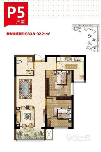 89平米现代简约风格二居室装修效果图