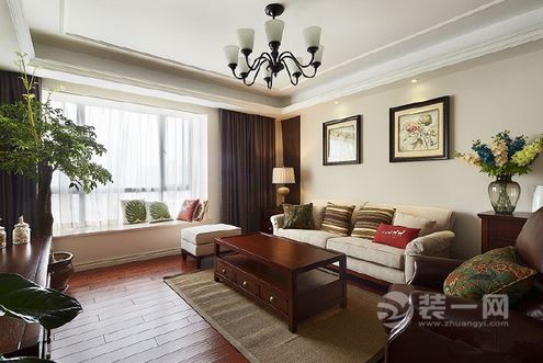 苏州海尚一品108平米美式风格两居室设计案例实景图
