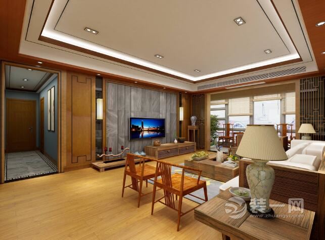 中式风格四居室客厅装修设计效果图