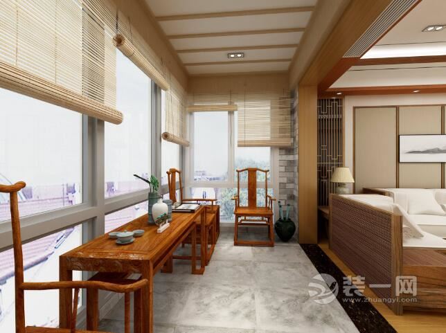 中式风格四居室阳台装修设计效果图