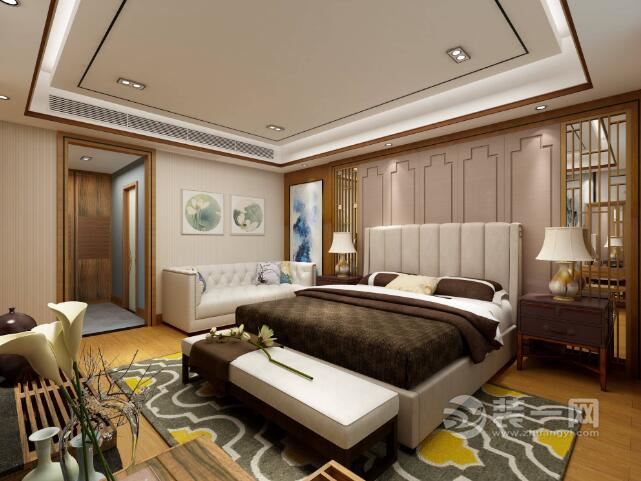 中式风格四居室卧室装修设计效果图
