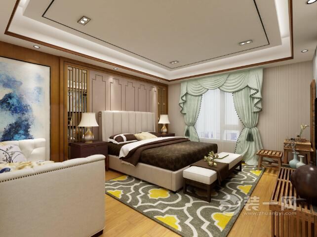 中式风格四居室卧室装修设计效果图