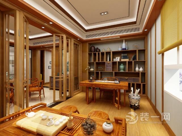 中式风格四居室书房装修设计效果图