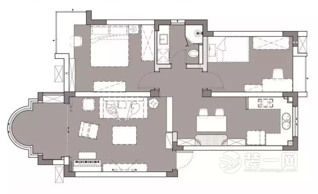 90平米美式风格两室两厅装修效果图