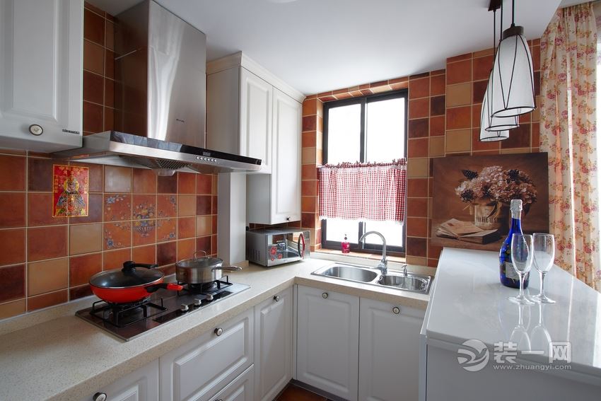 84平米田园风格两居室装修案例厨房装修效果图