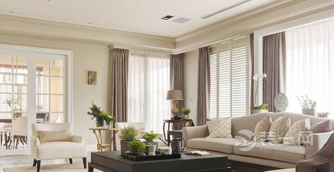 美式风格加入中国古典元素136平知性优雅美宅客厅装修效果图