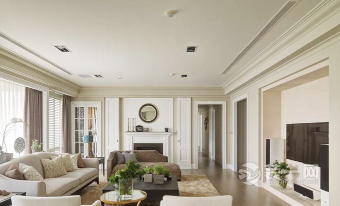 美式风格加入中国古典元素136平知性优雅美宅客厅装修效果图