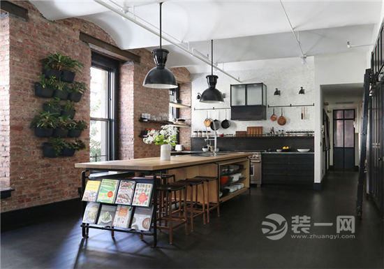 绵阳装修网LOFT住宅现代简约效果图 时尚的红砖黑墙