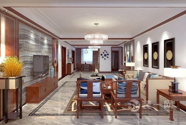 15万装修118平米三居室中式古典家装效果图