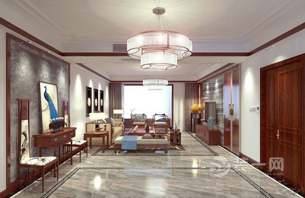 15万装修118平米三居室中式古典家装效果图