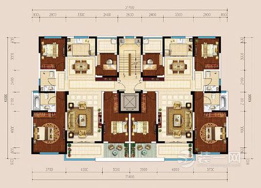 昆明华夏御府128平米四居室现代简约风格效果图