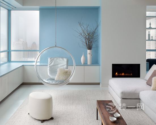 素净平和纯洁 六安家装粉蓝色客厅装修设计