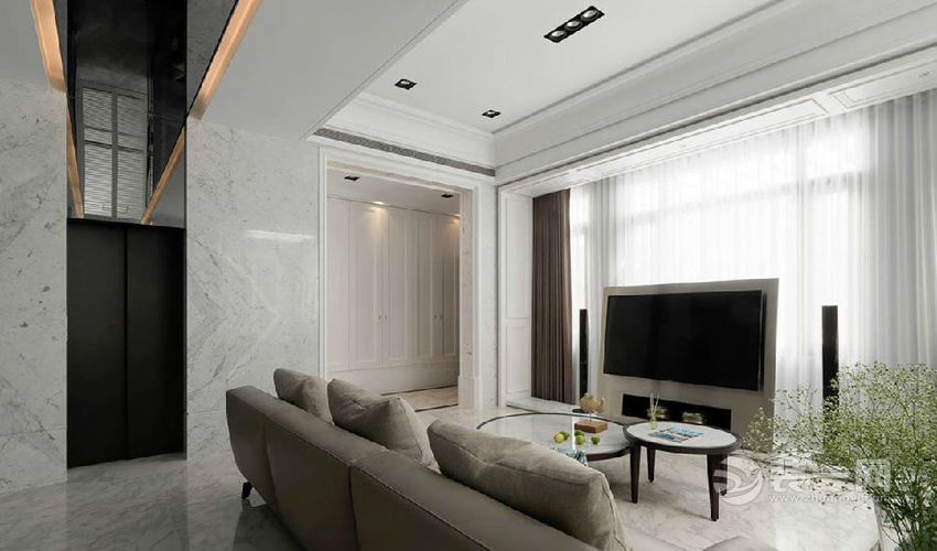142平米新古典元素融入现代风格四居室玄关装修效果图