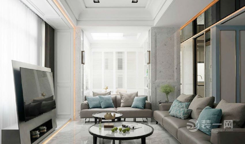 142平米新古典元素融入现代风格四居室客厅装修效果图
