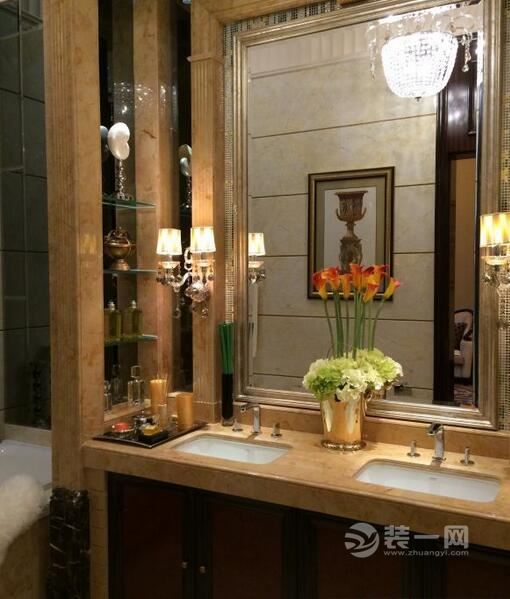 广州装修网推荐2017卫生间洗脸盆柜组合柜效果图