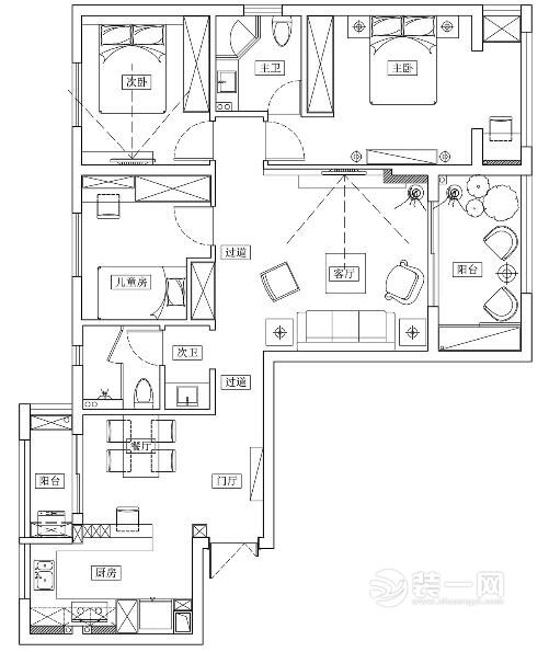 乐清·绿城玫瑰园三室两厅平面户型图