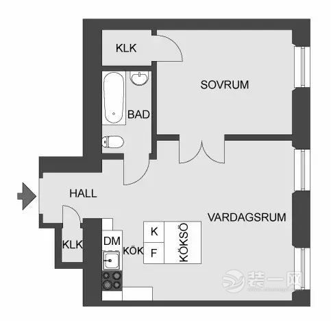47平米北欧风格单身公寓设计案例户型图