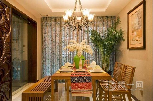 98平米东南亚风格两居室装修案例餐厅装修效果图