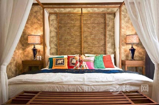 98平米东南亚风格两居室装修案例卧室装修效果图