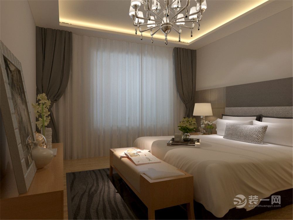 天津红星国际137平三室两厅现代风格装修案例效果图