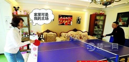 刘国梁豪宅客厅能打乒乓球比赛 金色奢华装修风格