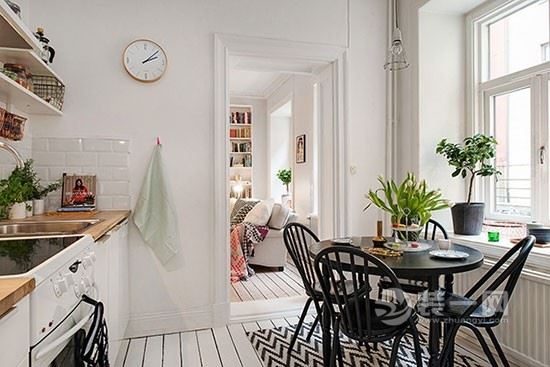53平米北欧风格一居室公寓装修案例餐厅厨房装修效果图